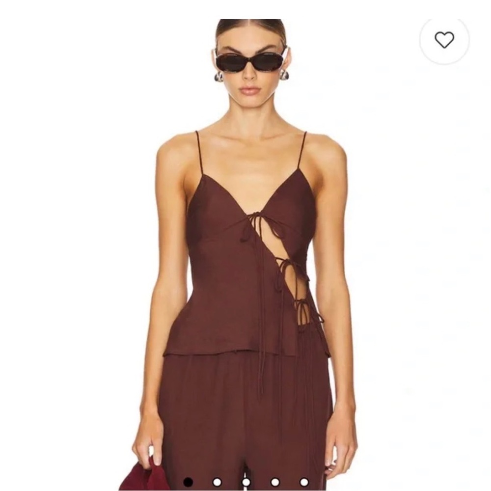 Lioness Chocolate Brown Asymmetric Lace-Up Cami Top